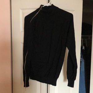 Black sweater with zipper detail